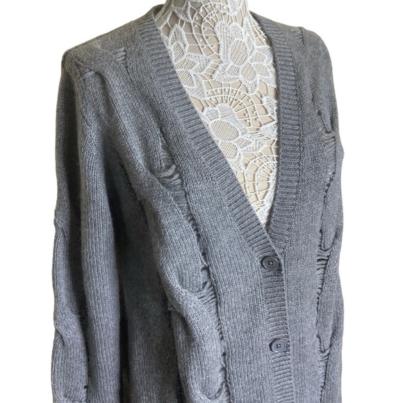 NWT Ag Adriano Goldschmied Sandrine Longline Grey Wool Cardigan size Small - Picture 5 of 7